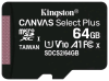 Kingston microSDXC 64GB Class 10 UHS-I U1 Canvas Select Plus  100MB/s(SDCS2) - фото 87686